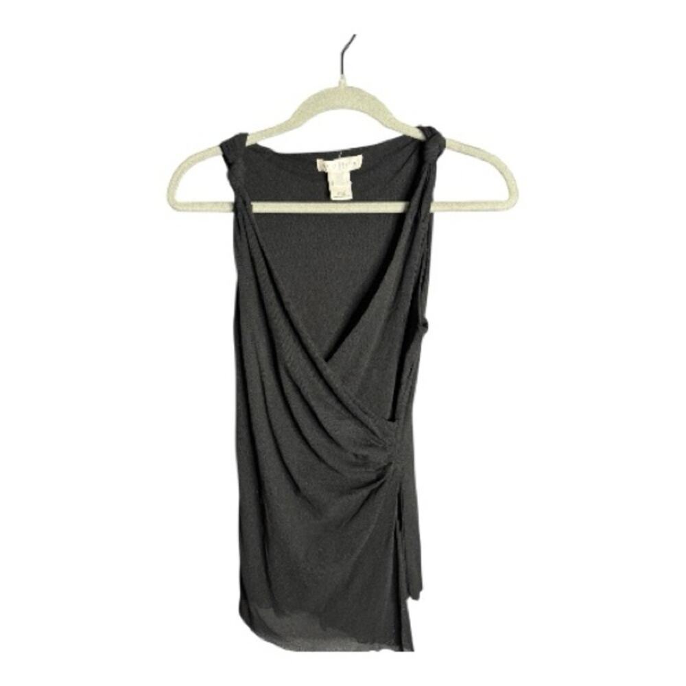 White House Black Market Black Mesh Wrap Top Medium